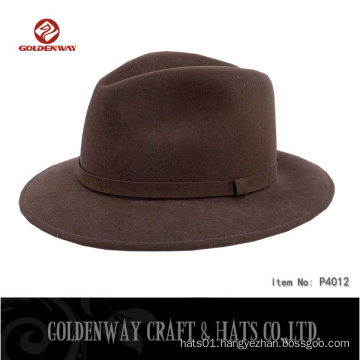 women factory 100% brown wool fedora hat for wholesales